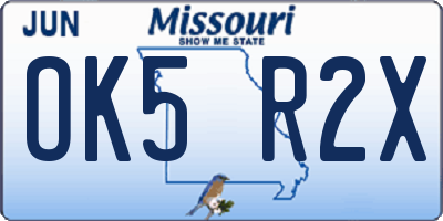 MO license plate OK5R2X