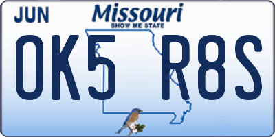 MO license plate OK5R8S