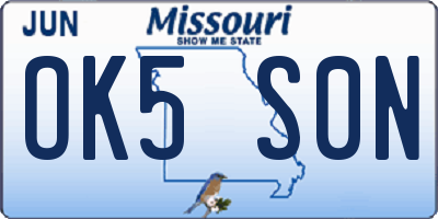 MO license plate OK5S0N