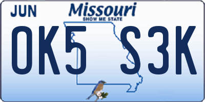 MO license plate OK5S3K