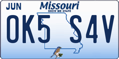 MO license plate OK5S4V