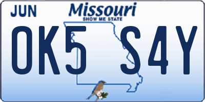 MO license plate OK5S4Y