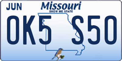 MO license plate OK5S5O