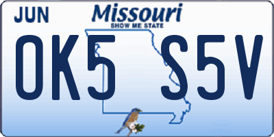 MO license plate OK5S5V