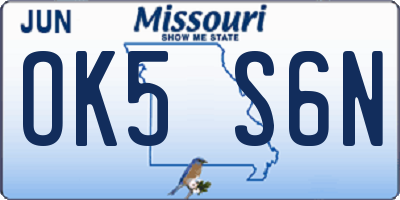 MO license plate OK5S6N