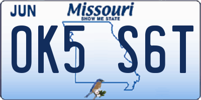 MO license plate OK5S6T