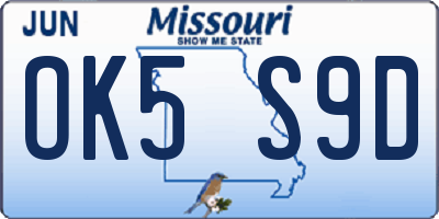 MO license plate OK5S9D