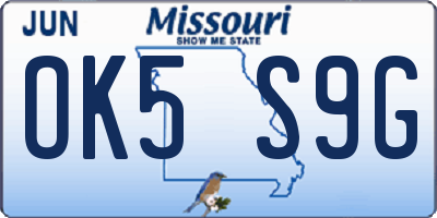 MO license plate OK5S9G