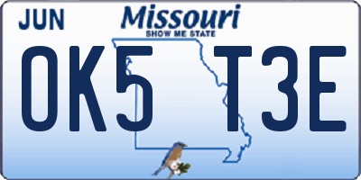 MO license plate OK5T3E