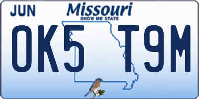 MO license plate OK5T9M