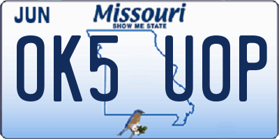MO license plate OK5U0P