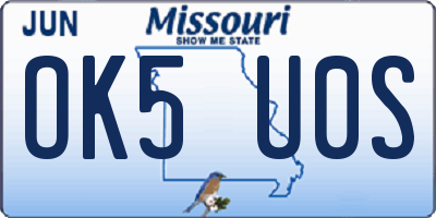 MO license plate OK5U0S