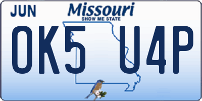 MO license plate OK5U4P