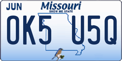 MO license plate OK5U5Q