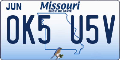 MO license plate OK5U5V