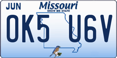 MO license plate OK5U6V