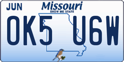 MO license plate OK5U6W