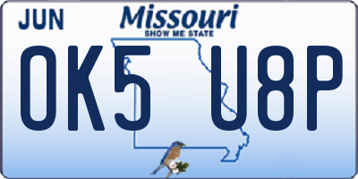 MO license plate OK5U8P