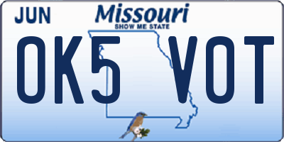 MO license plate OK5V0T