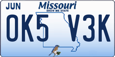 MO license plate OK5V3K