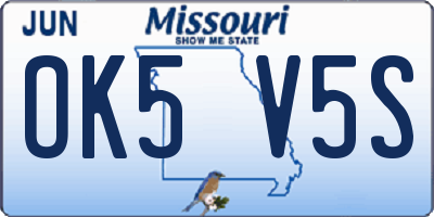 MO license plate OK5V5S