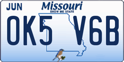 MO license plate OK5V6B
