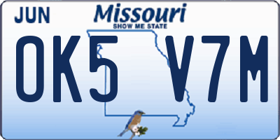 MO license plate OK5V7M