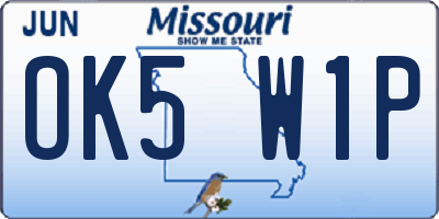 MO license plate OK5W1P