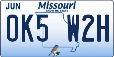 MO license plate OK5W2H