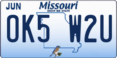 MO license plate OK5W2U