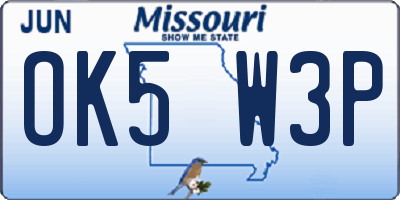MO license plate OK5W3P