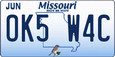 MO license plate OK5W4C