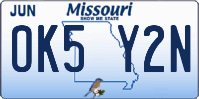 MO license plate OK5Y2N