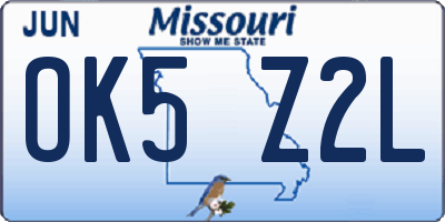 MO license plate OK5Z2L