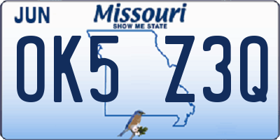 MO license plate OK5Z3Q