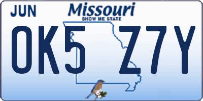 MO license plate OK5Z7Y