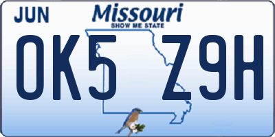 MO license plate OK5Z9H