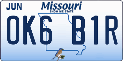 MO license plate OK6B1R
