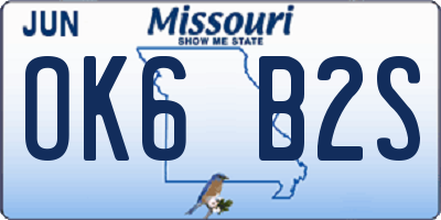 MO license plate OK6B2S