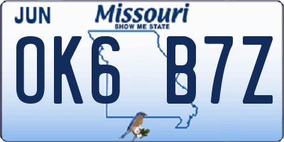 MO license plate OK6B7Z