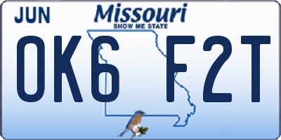 MO license plate OK6F2T