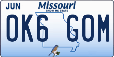 MO license plate OK6G0M