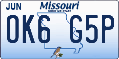 MO license plate OK6G5P