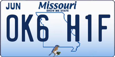 MO license plate OK6H1F