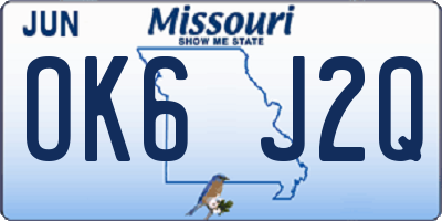 MO license plate OK6J2Q