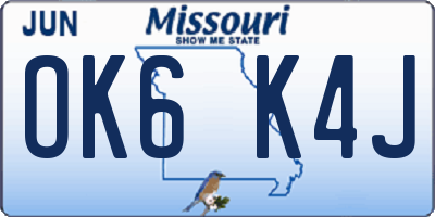 MO license plate OK6K4J