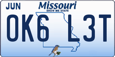MO license plate OK6L3T