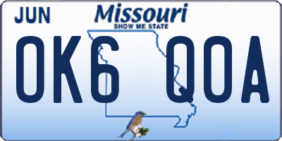 MO license plate OK6Q0A