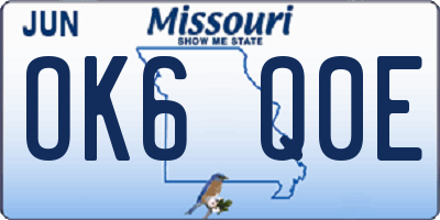 MO license plate OK6Q0E