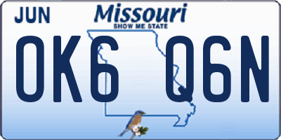 MO license plate OK6Q6N